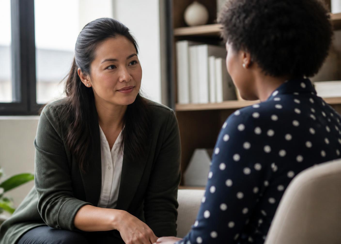 A manager listening closely during a one-on-one conversation